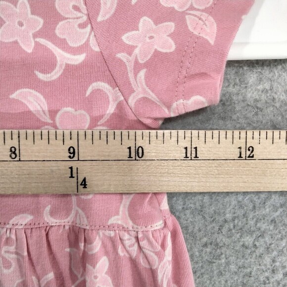 NEW! VTG baby GAP 1pc Romper Girls Size 12-18m Pink White Floral Stretch Knit - Picture 4 of 10